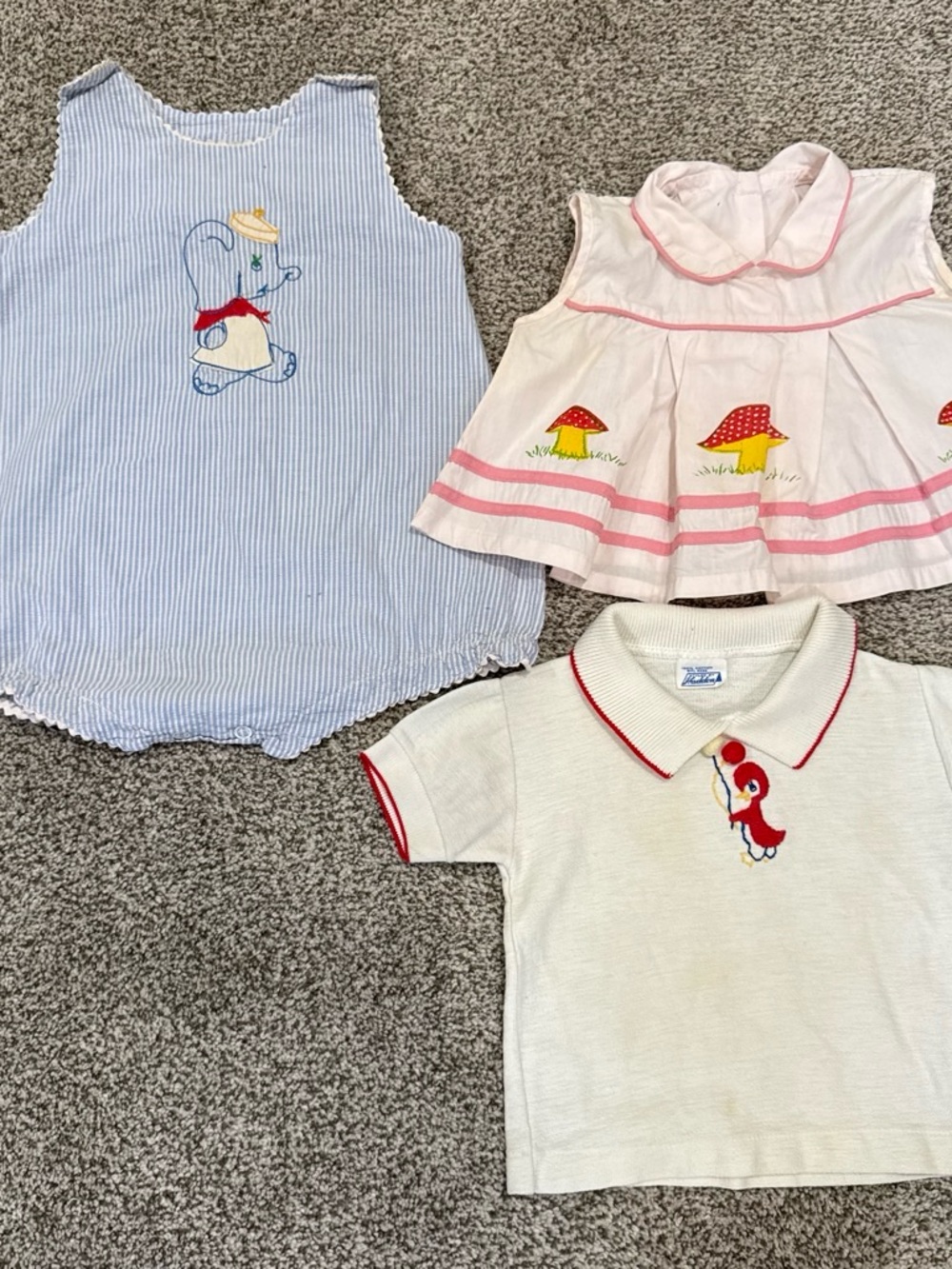 Vintage Children's Handmade, Embroidered ‘70s 3pc w Jumper, Polo & Shirt/Dress